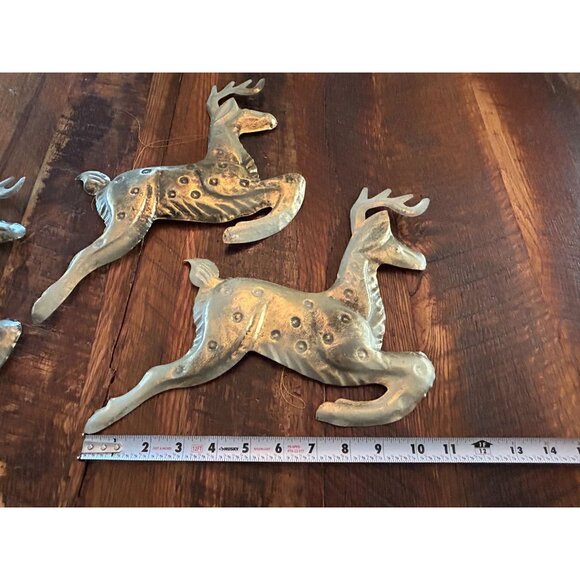 Set Of 3 Vintage-Style Silver/Gold Tone Reindeer Wall Decor Metal Christmas Deco - Picture 4 of 4